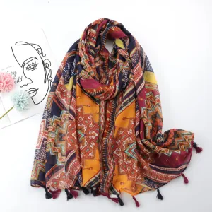 JY220306 Ethnic style totem printed scarf