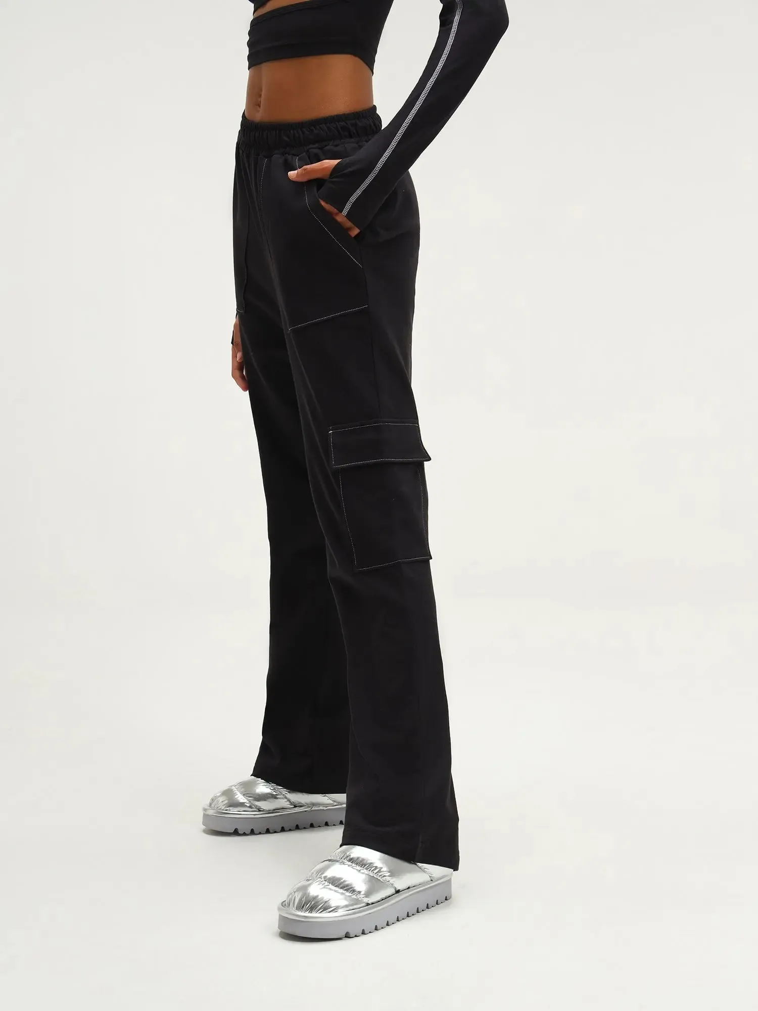 Kenya Black Wide Cargo Joggers