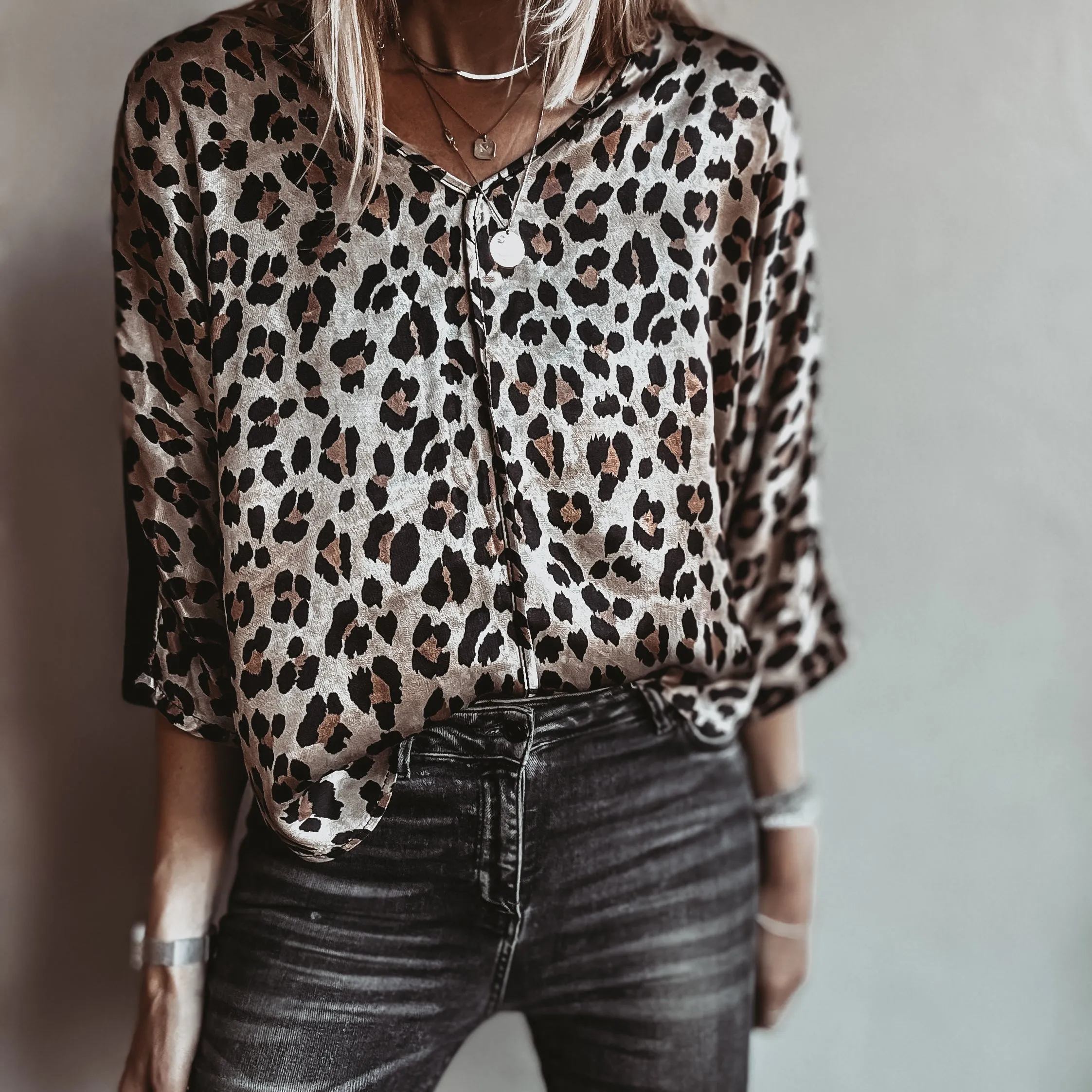 Leona Leopard satin blouse *NEW*