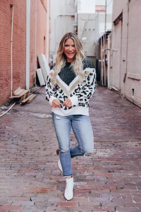 Leopard Fantasy Chevron Sweater