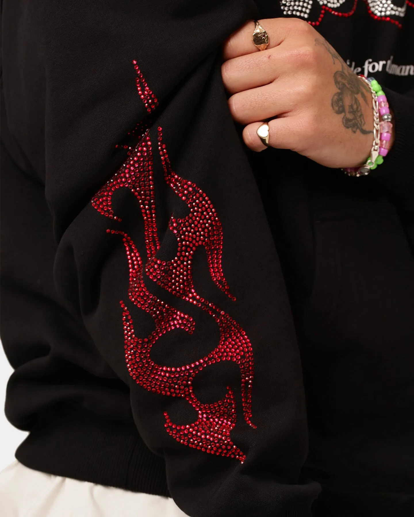 Loiter Cosmic Rhinestone Hoodie Black