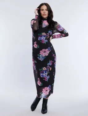 Long Sleeve Bodycon Maxi Dress in Mesh