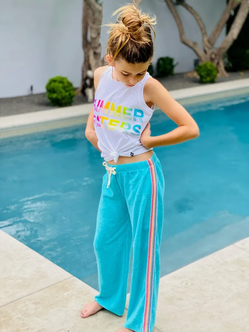 Loop Terry Beach Pant - Aqua Rainbow Stripe