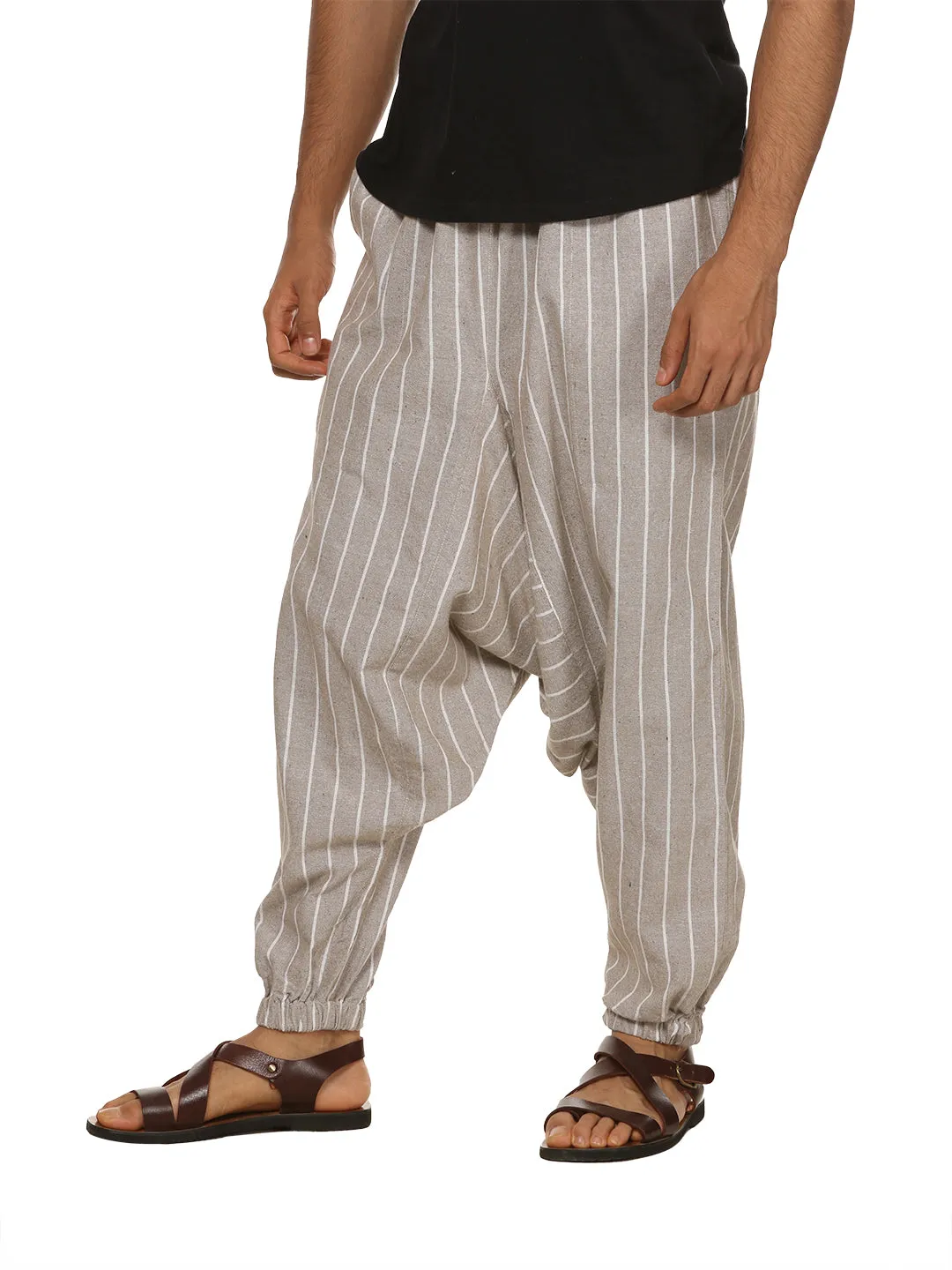 Men's Harem Pant | Grey Stripes | Fits Waist Size 28" to 36"