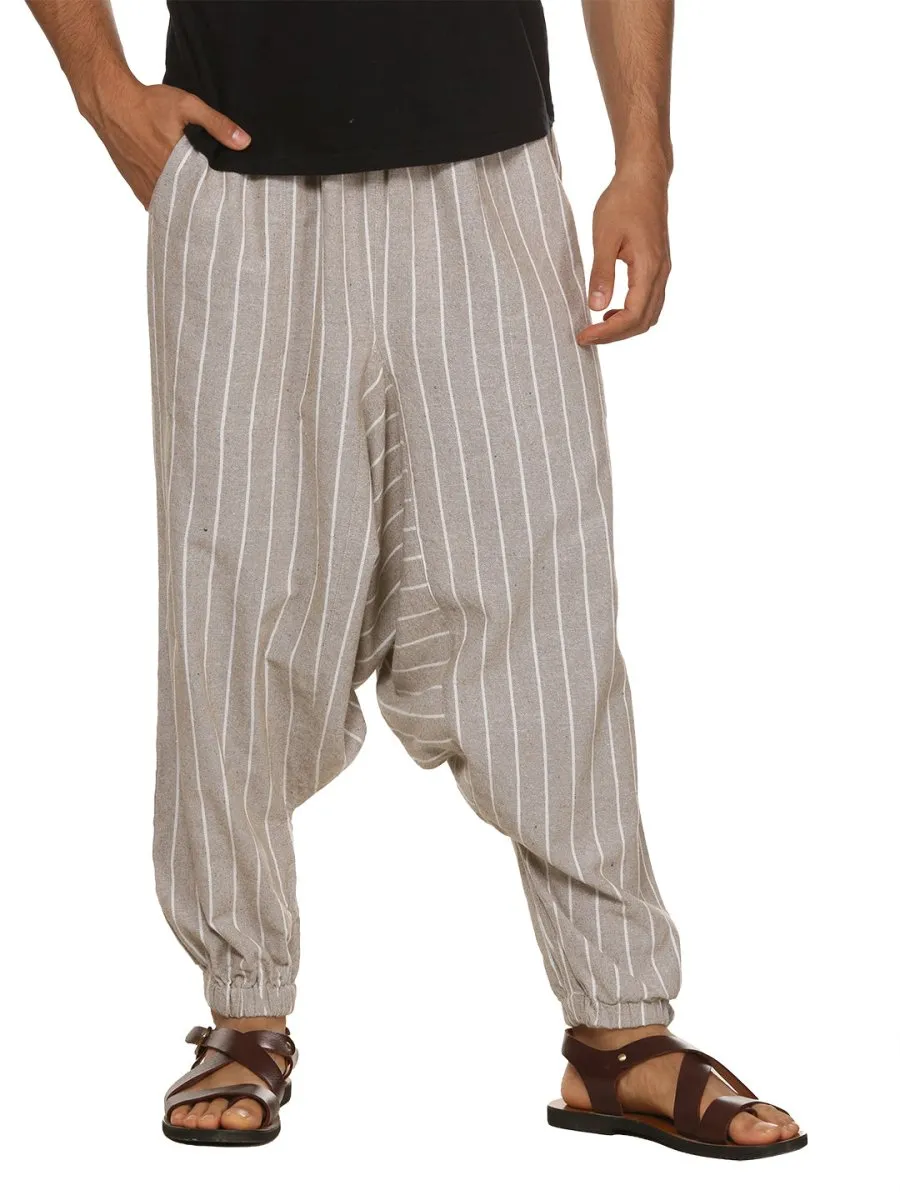 Men's Harem Pant | Grey Stripes | Fits Waist Size 28" to 36"