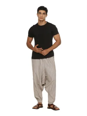 Men's Harem Pant | Grey Stripes | Fits Waist Size 28" to 36"