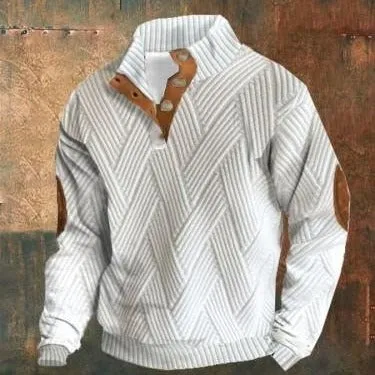 Men's Stand Collar Button Long Sleeve Sweater – Stylish Casual Knitwear