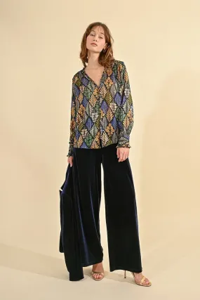 Molly Bracken Velvet Trousers Navy