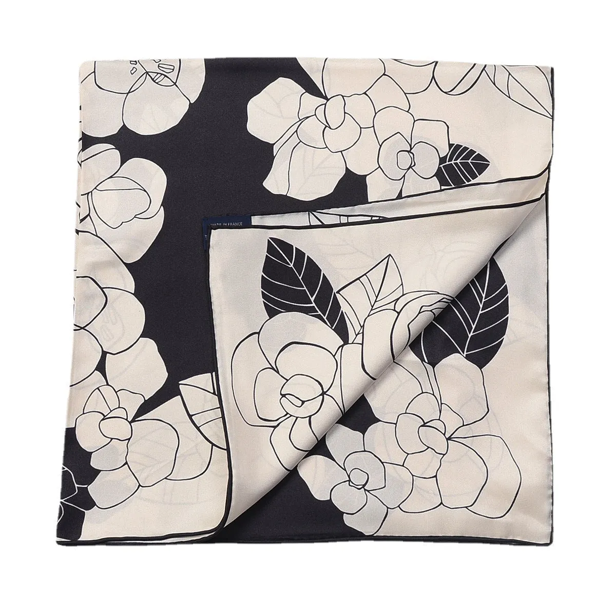 Monochrome Gardenia Pure Mulberry Silk Scarf Bandana