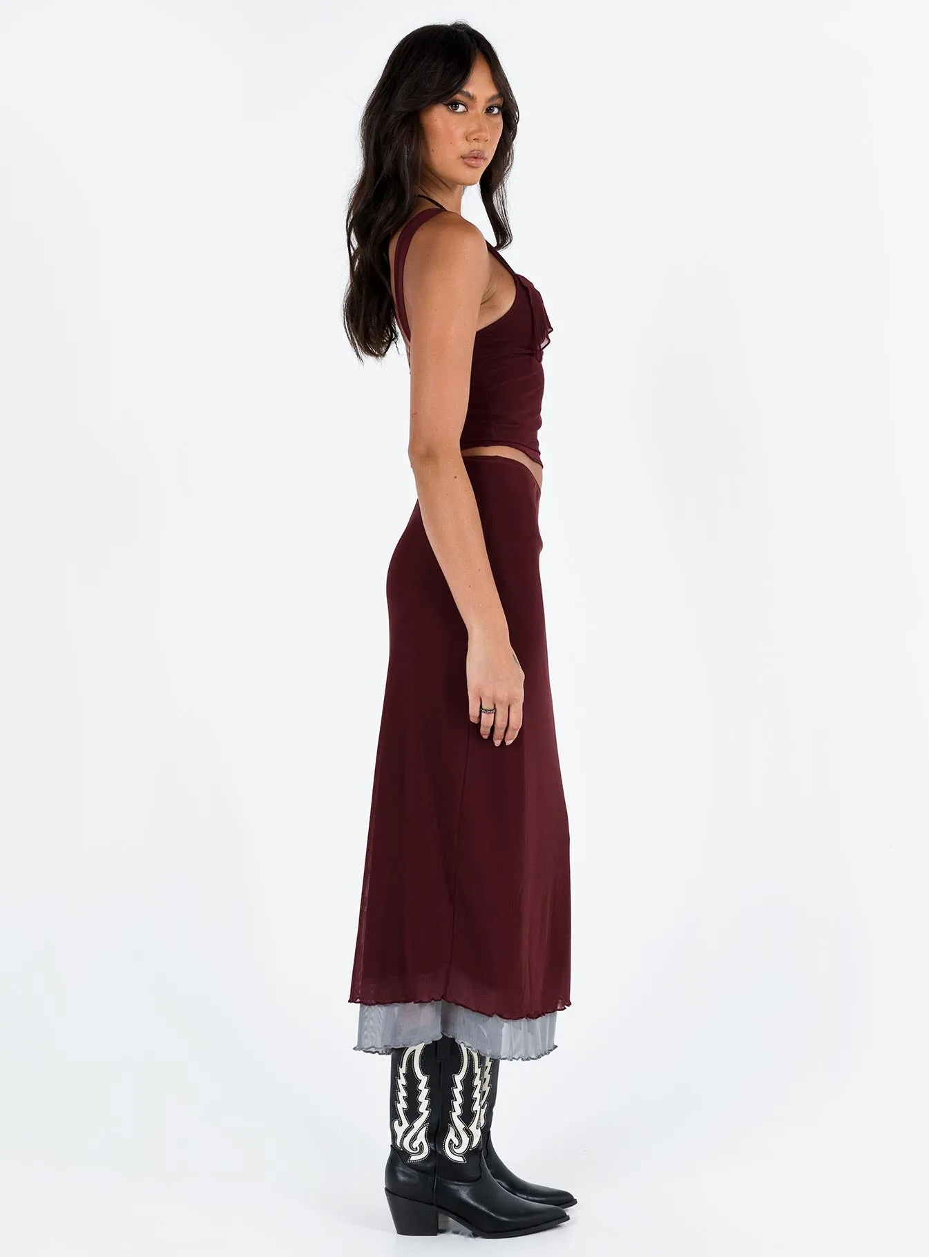 Motel Tresha Skirt Mesh Burgundy 199