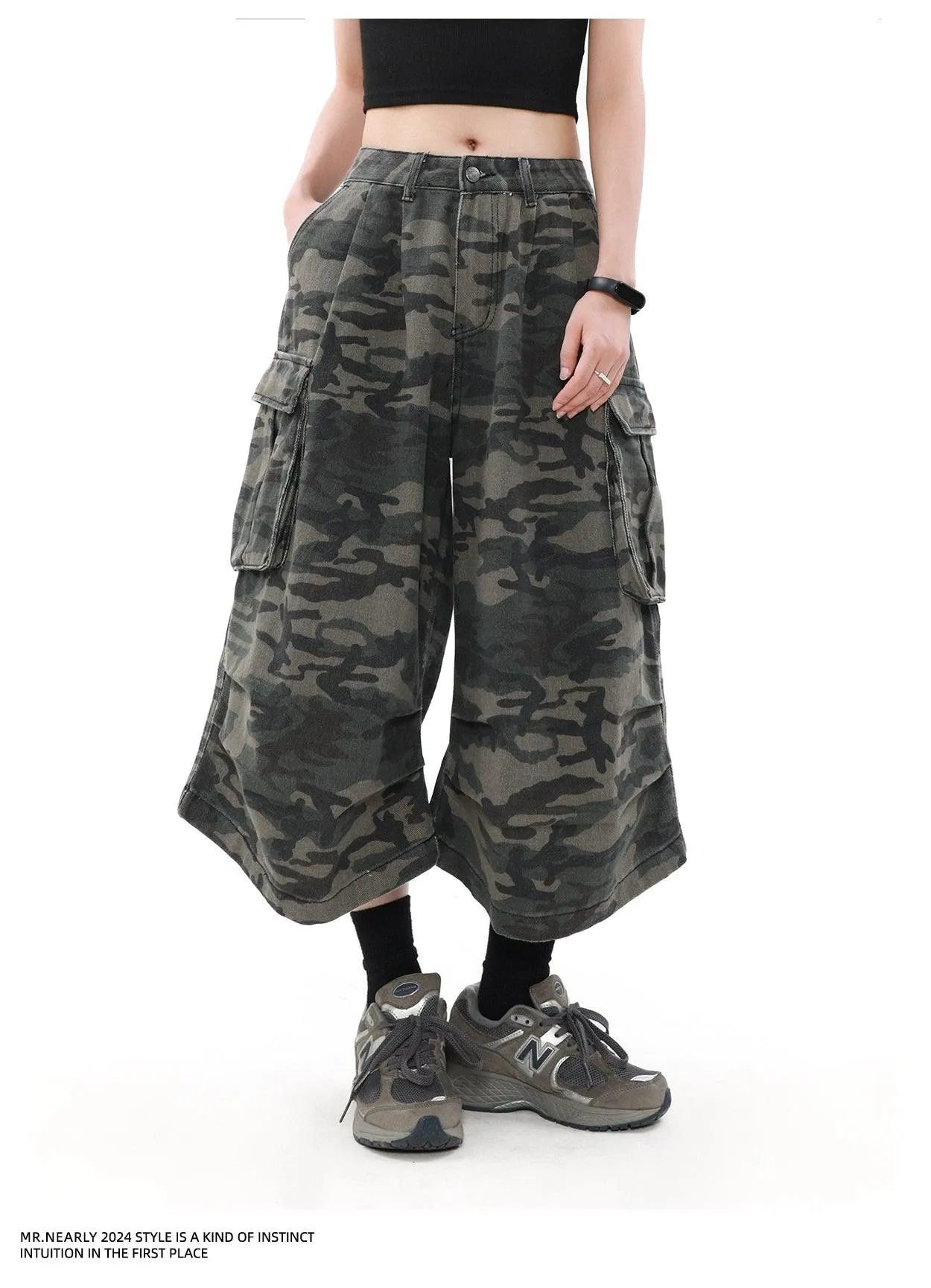 Mrnearly Camouflage Cargo Culottes - Unisex Urban Streetwear Bottoms