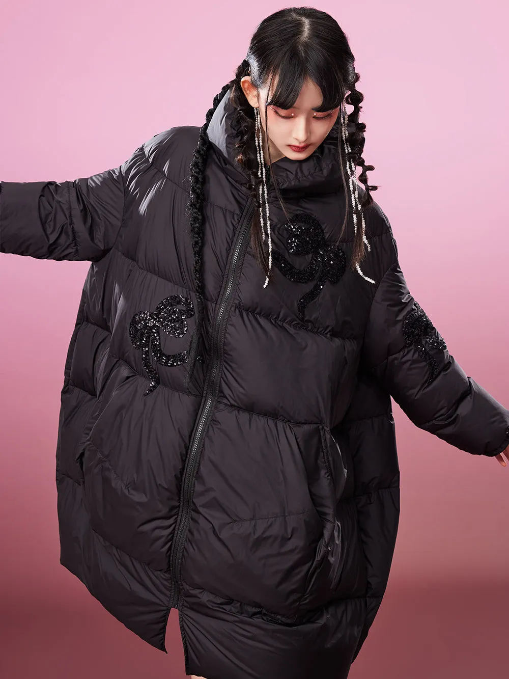 MUKZIN Chic Long Neo-Chinese Style Goose Down Jacket