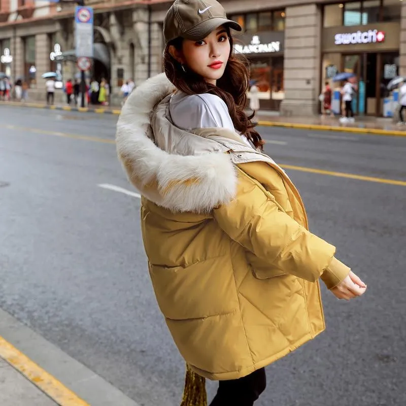 New Arrival Fashion Faux Women Winter Sweater Fur Collar Casual Hood Warm Cotton Coat Women Clothes