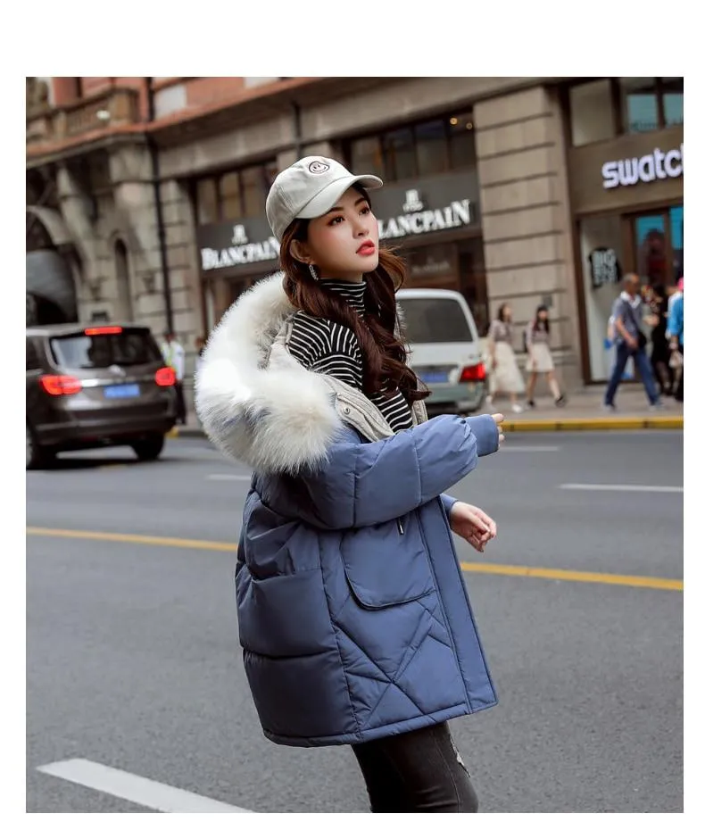 New Arrival Fashion Faux Women Winter Sweater Fur Collar Casual Hood Warm Cotton Coat Women Clothes