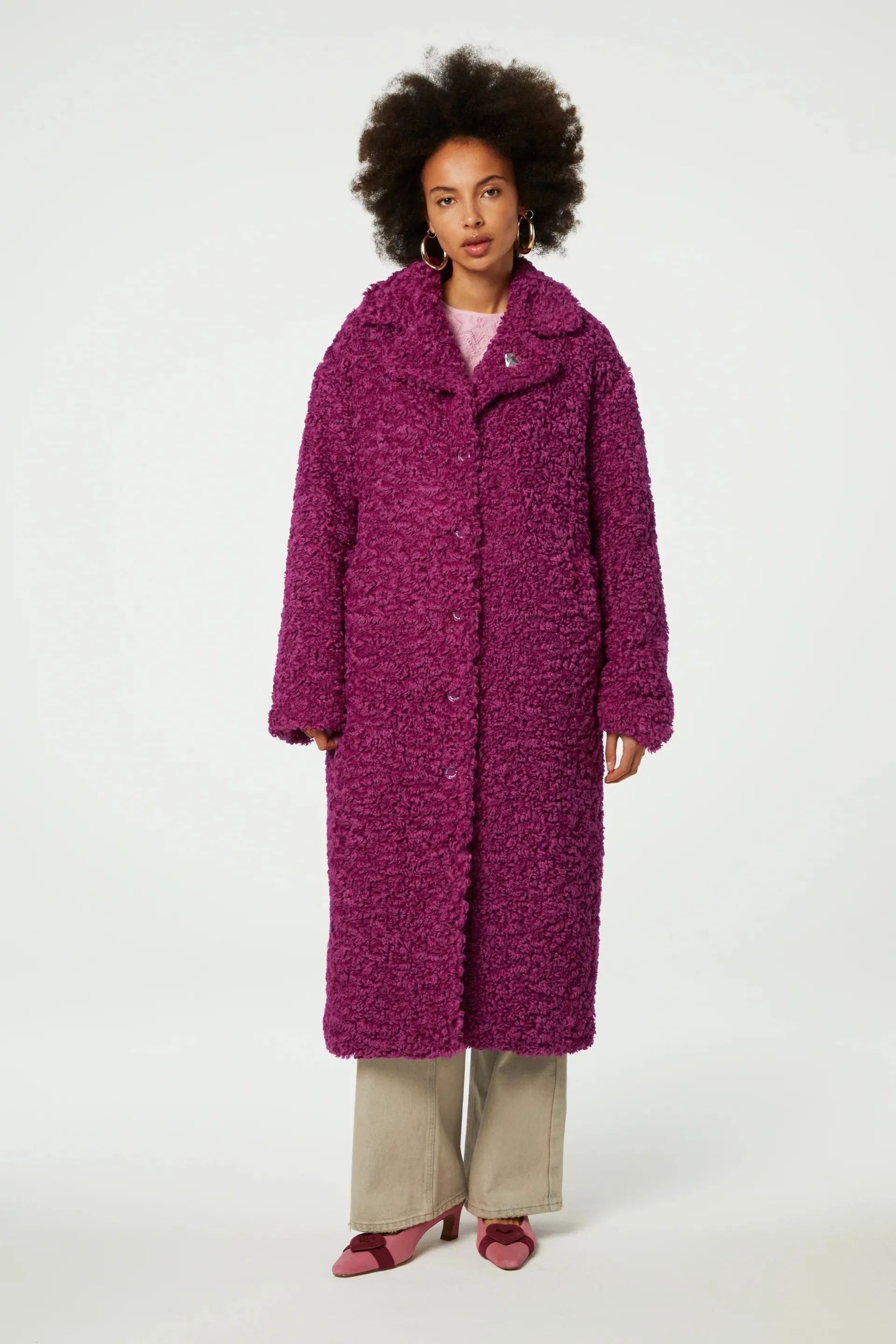 Nicole Faux Fur Raspberry Coat