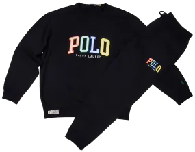 Nwt Polo Ralph Lauren Black  Color Spellout Sweatshirt with Matching Joggers