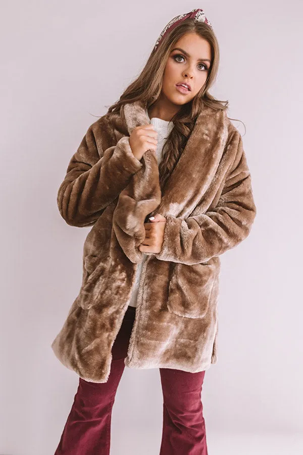 Park Avenue Plush Coat in Taupe