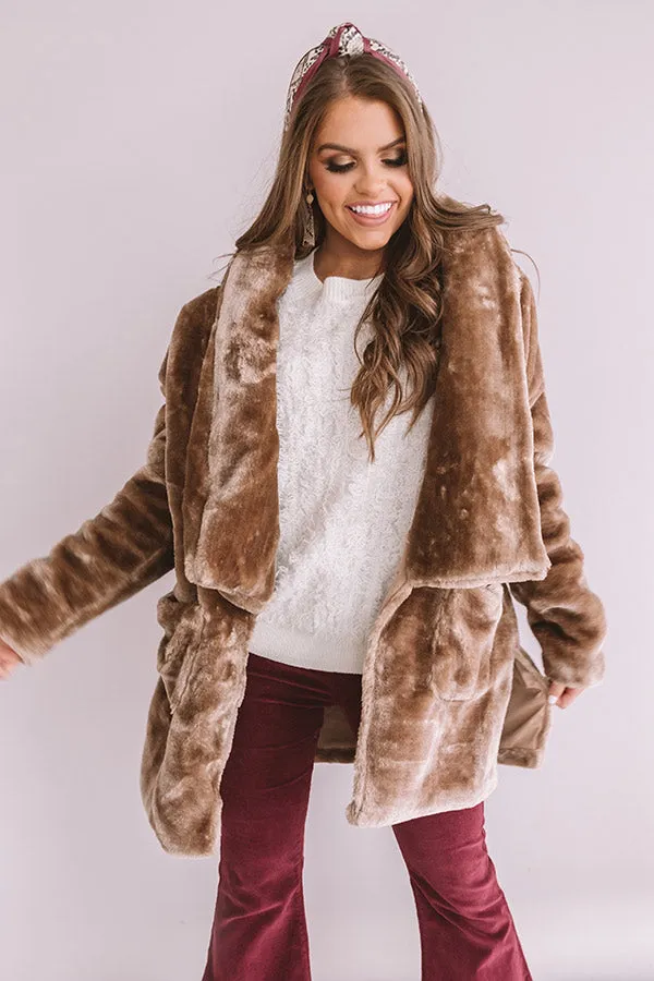 Park Avenue Plush Coat in Taupe