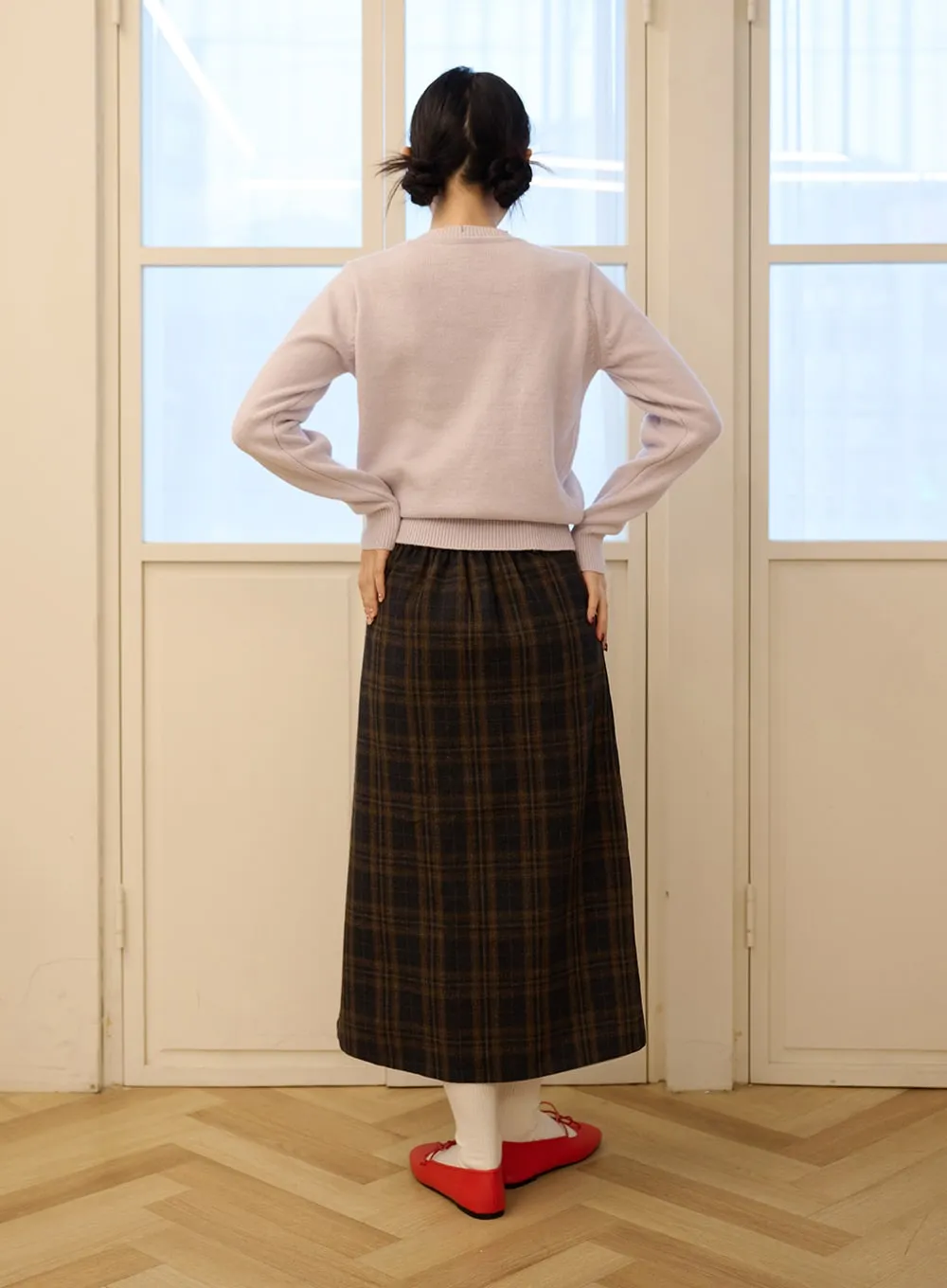 Plaid Pleated Maxi Skirt OD327