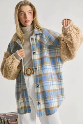 Popular Contrast Color Check Jacket Autumn Winter Thickening Plaid Stitching Lamb Wool Coat