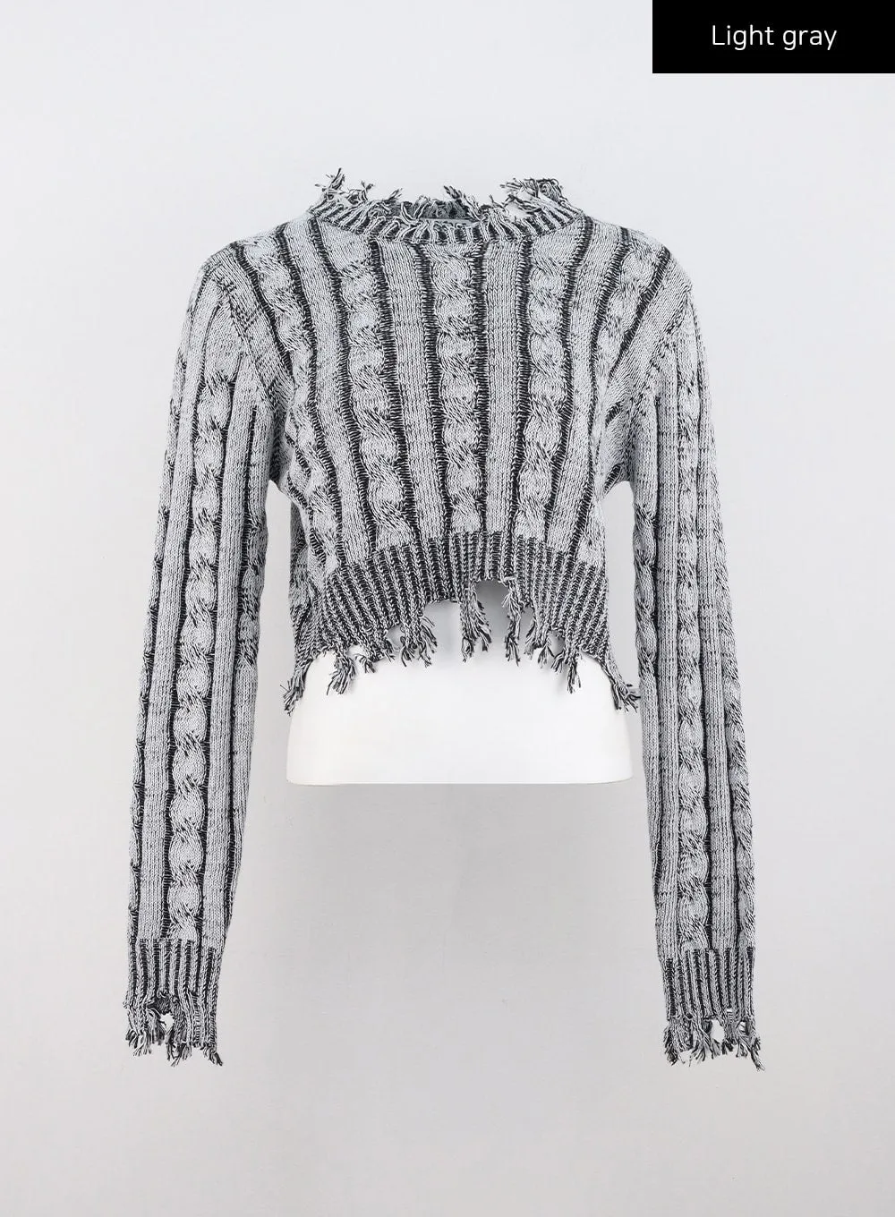 Raw Hem Cable Stripe Sweater CO323