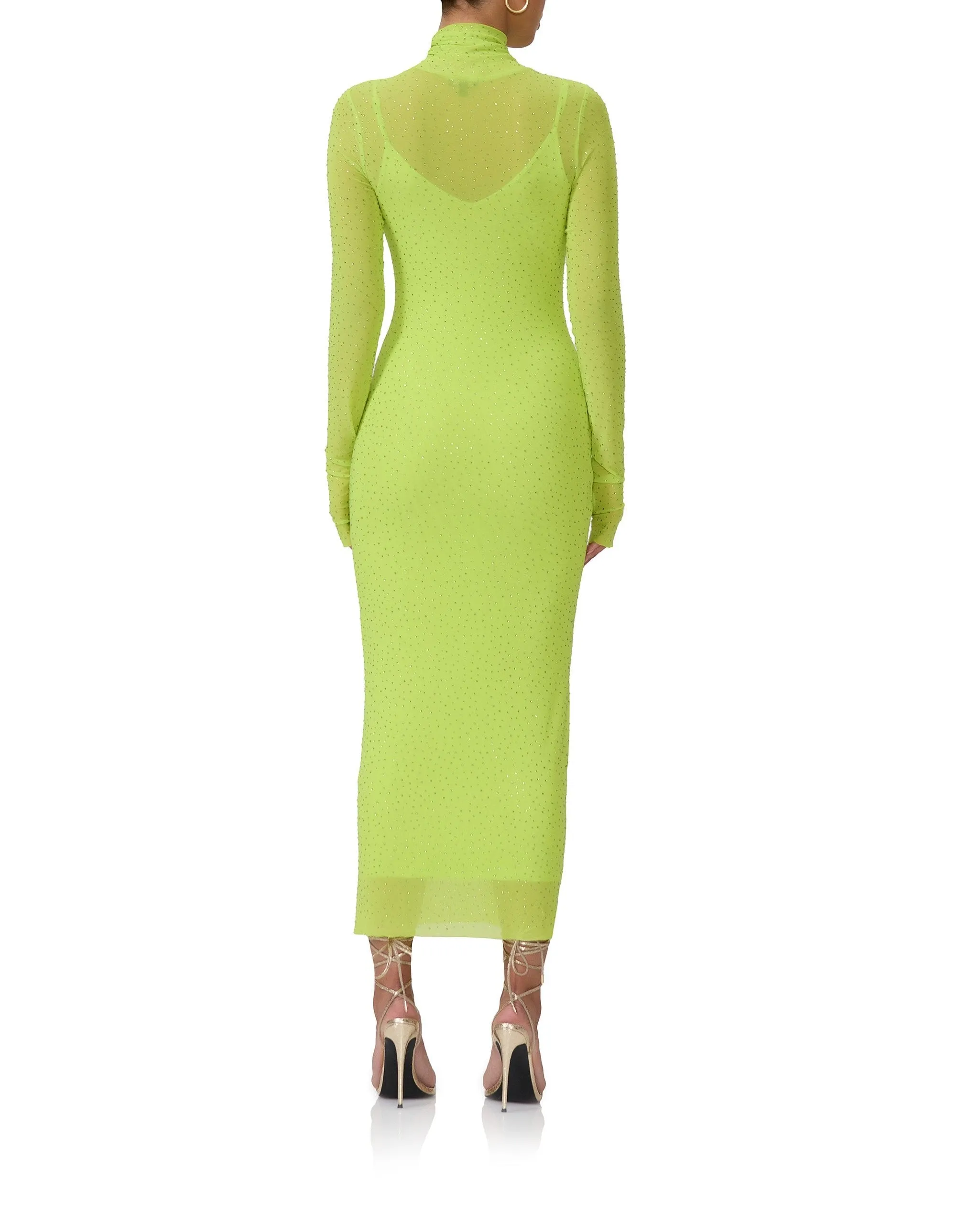 Shailene Rhinestone Dress - Lime Punch