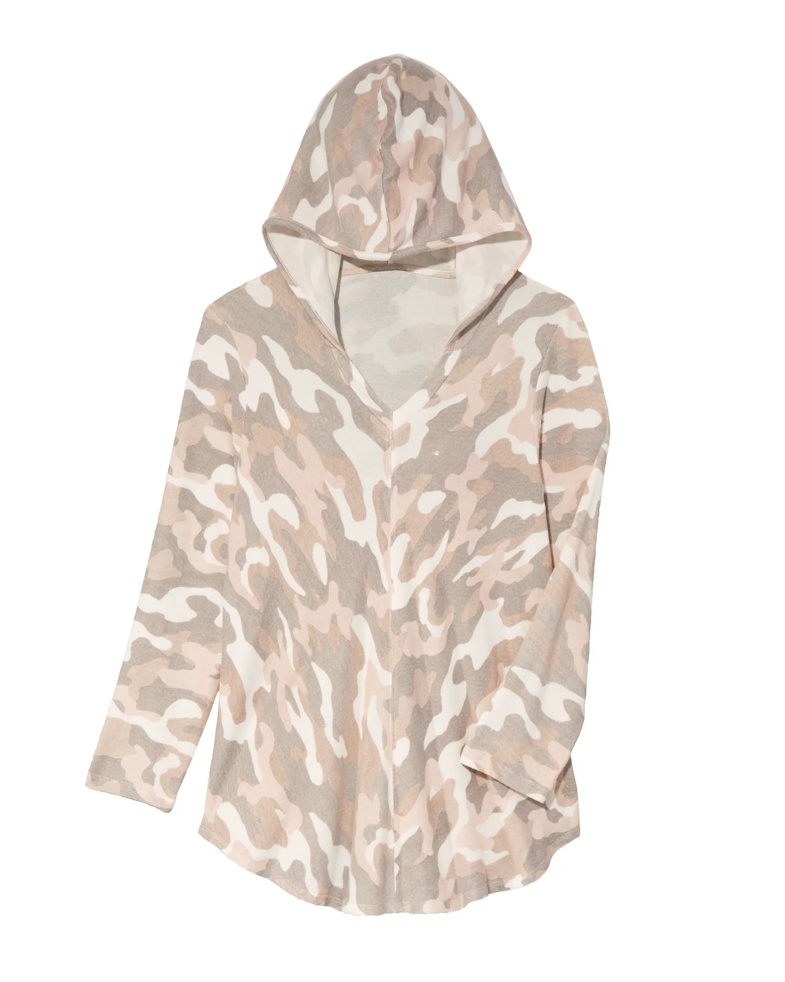 Sienna Brushed Hoodie Top | White / Tan