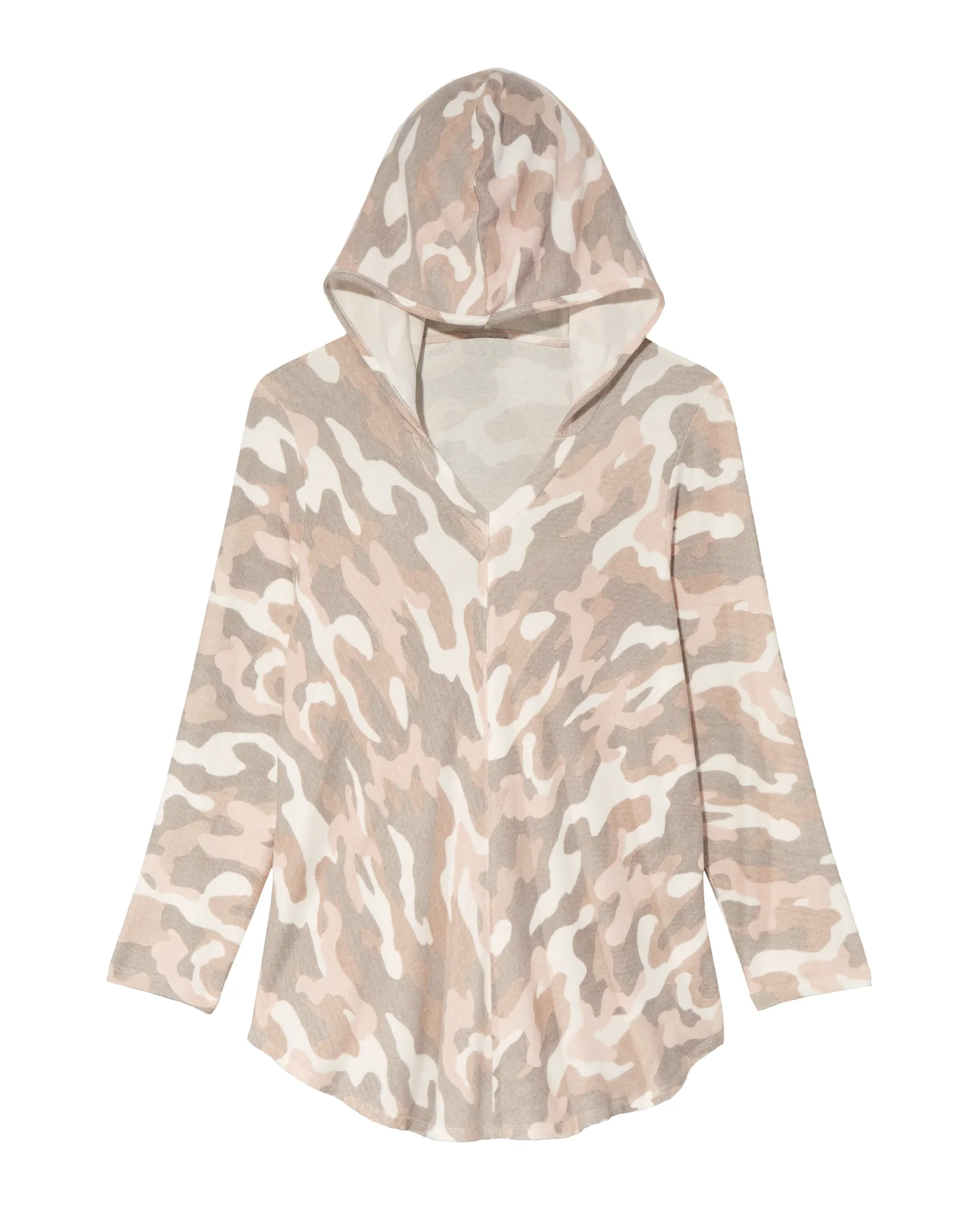 Sienna Brushed Hoodie Top | White / Tan