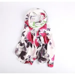 Silk Scarf Collecitons|Blossom Range|Water Paint|Red|Long Silk Scarf