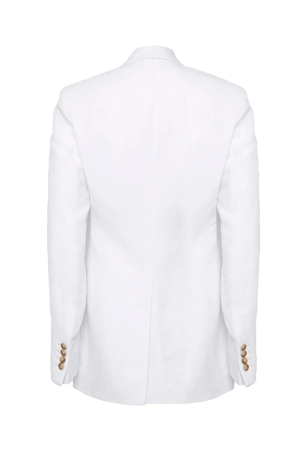 Single-Breasted Blazer in Powder White Linen by Anna James