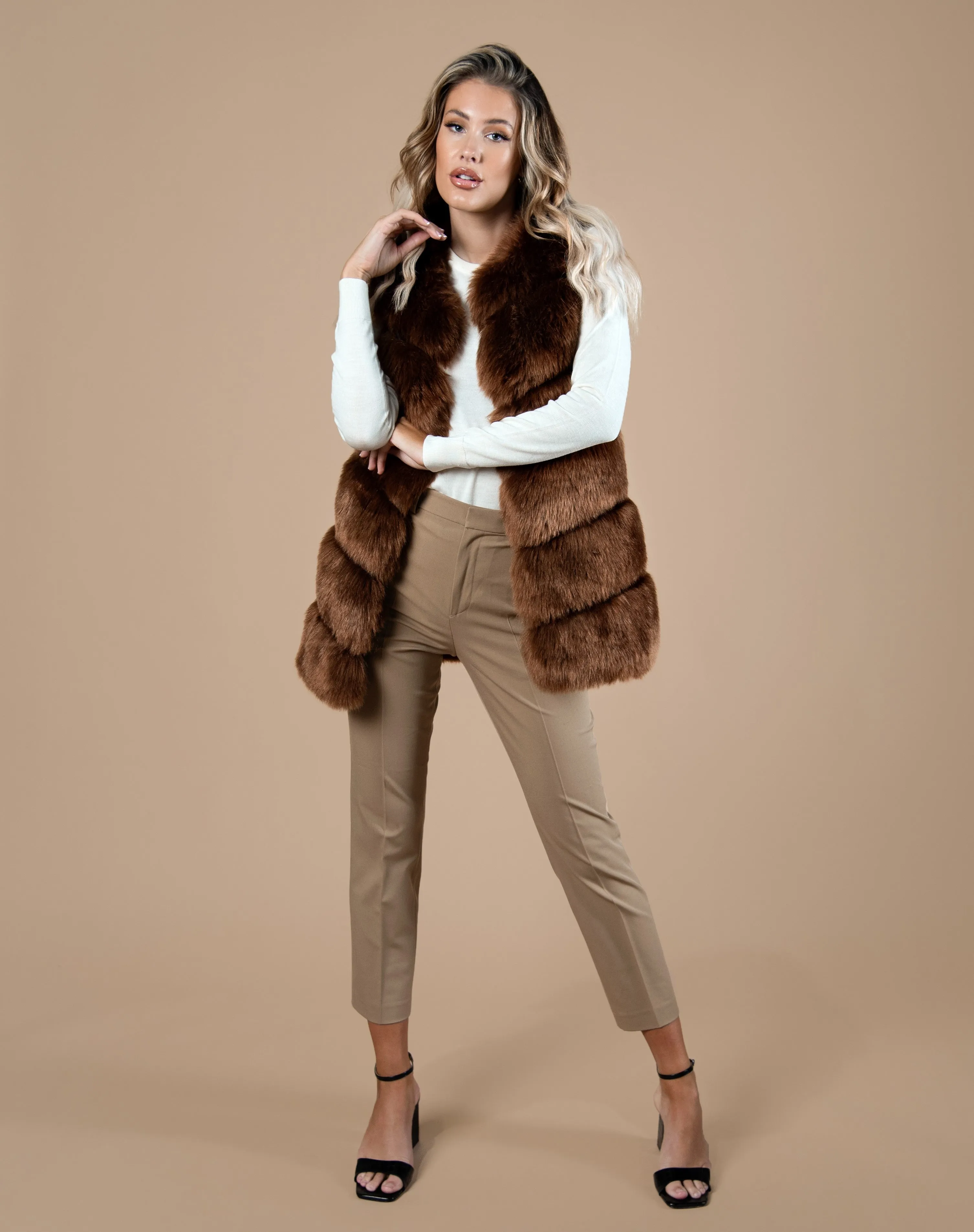 Slanted Faux Fur Gilet