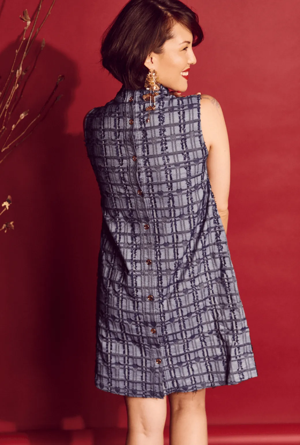 Sleeveless Mod Dress - Indigo Hearts