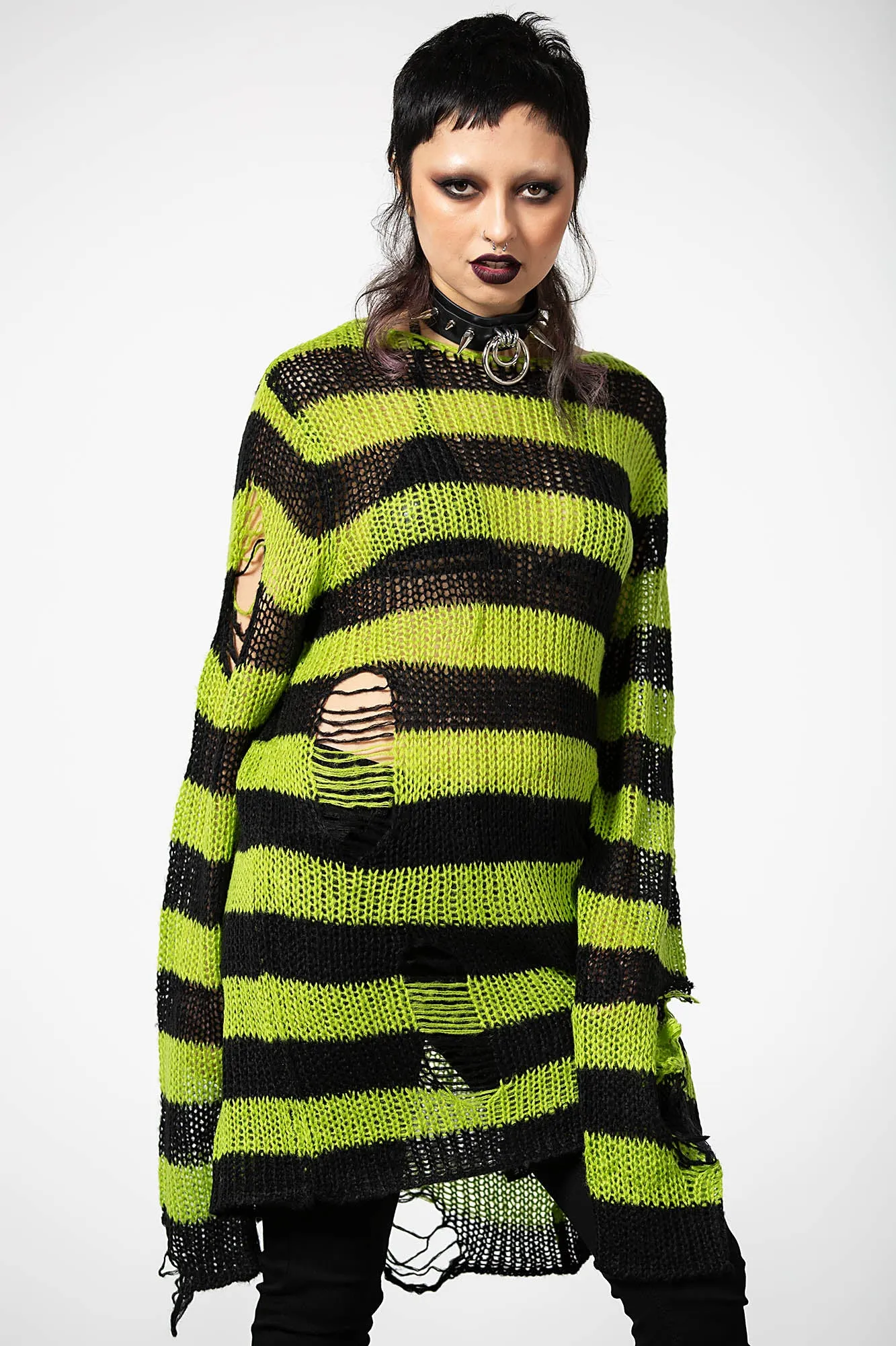 Slimer Distress Knit Sweater