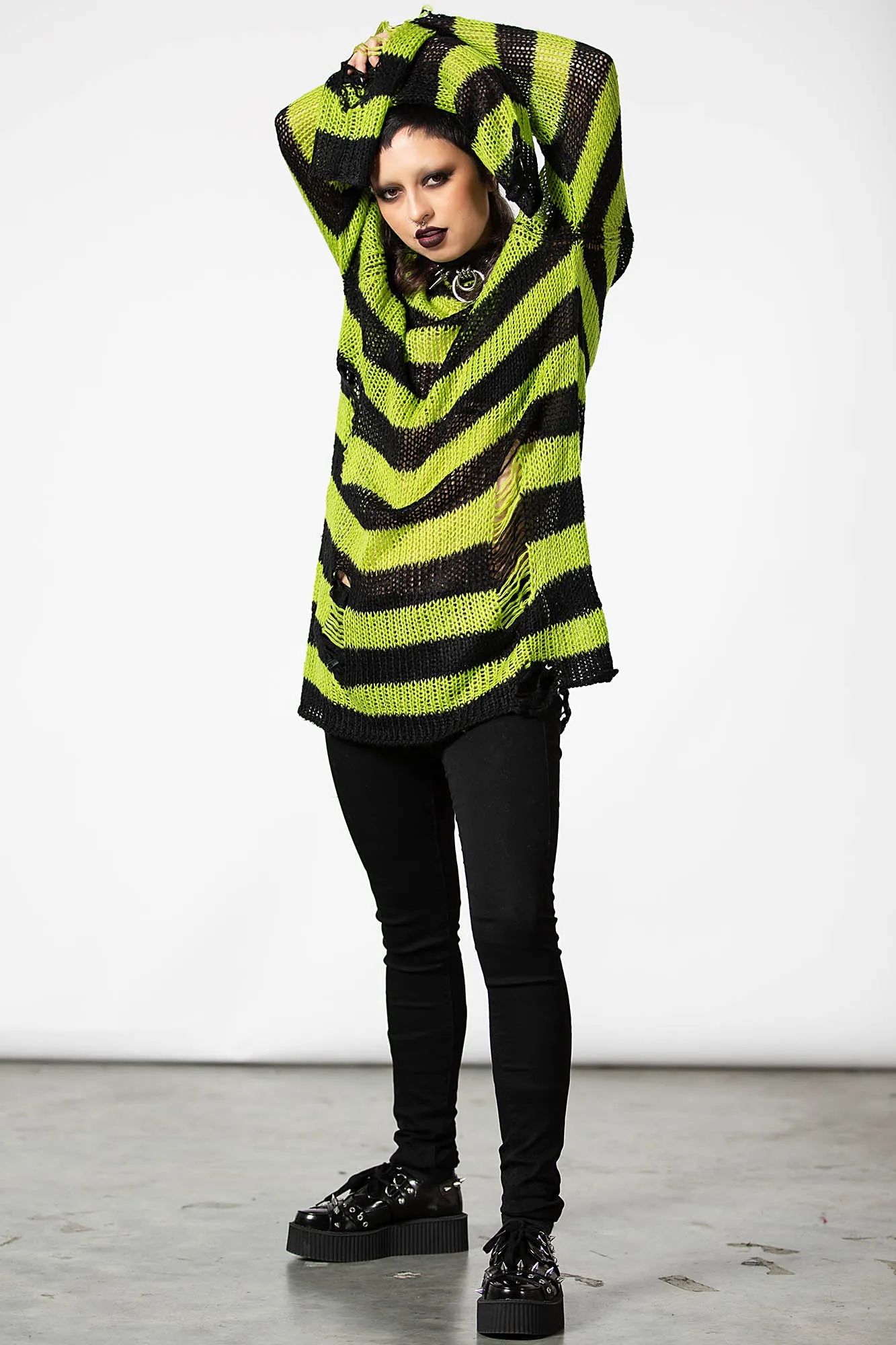 Slimer Distress Knit Sweater