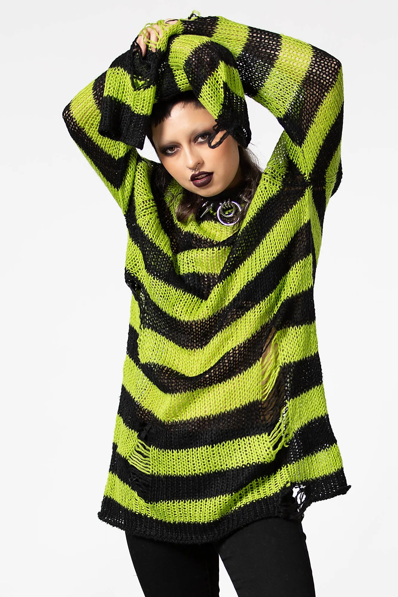 Slimer Distress Knit Sweater