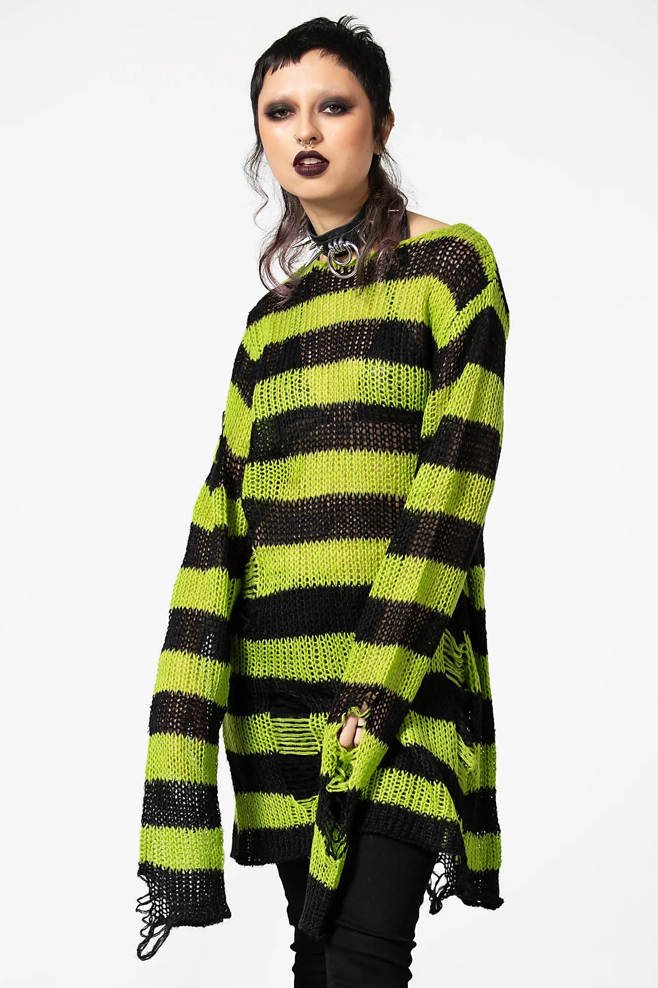 Slimer Distress Knit Sweater