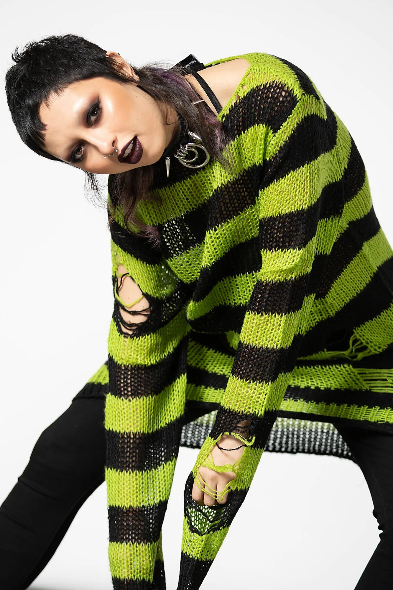 Slimer Distress Knit Sweater