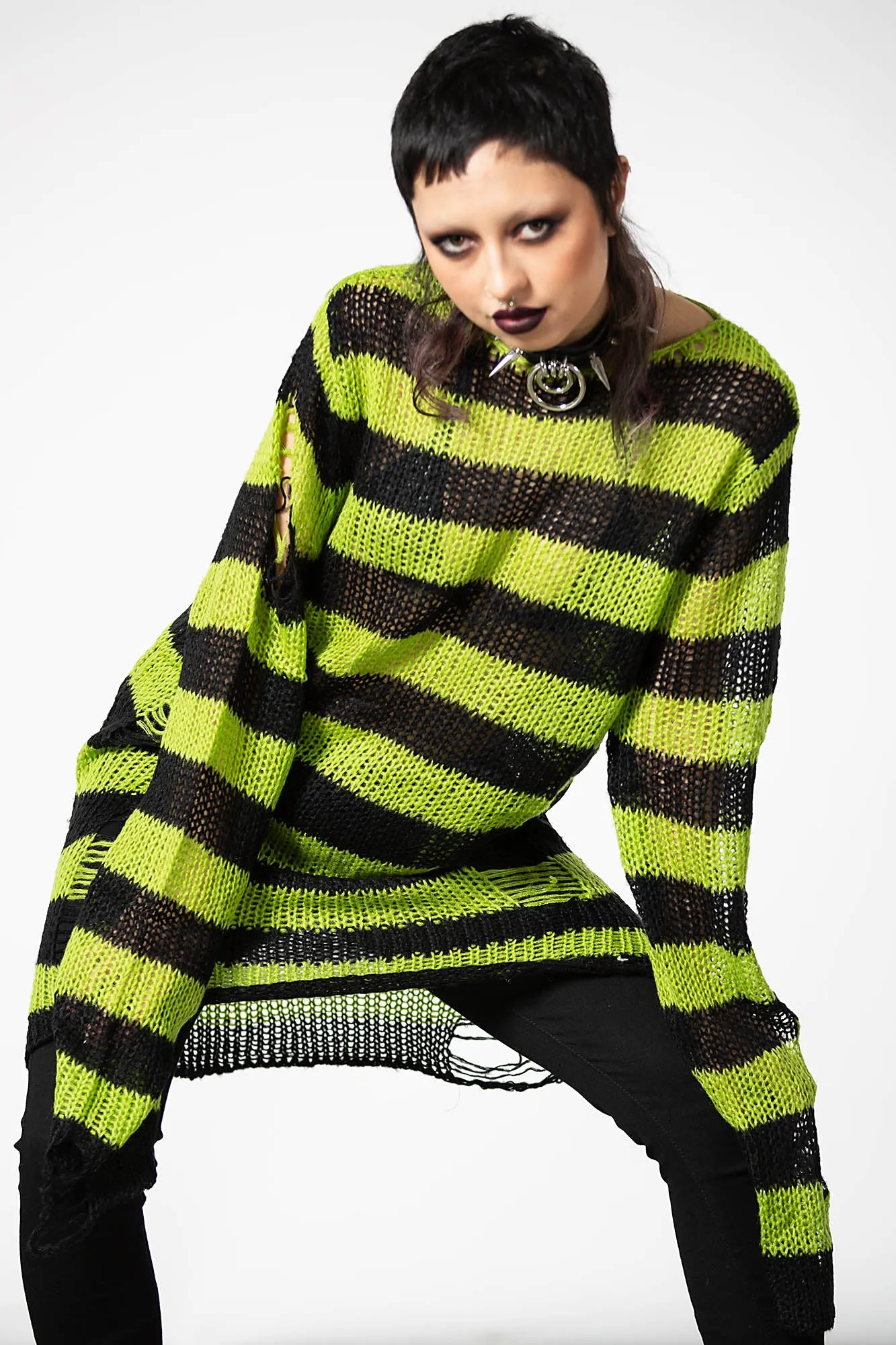 Slimer Distress Knit Sweater