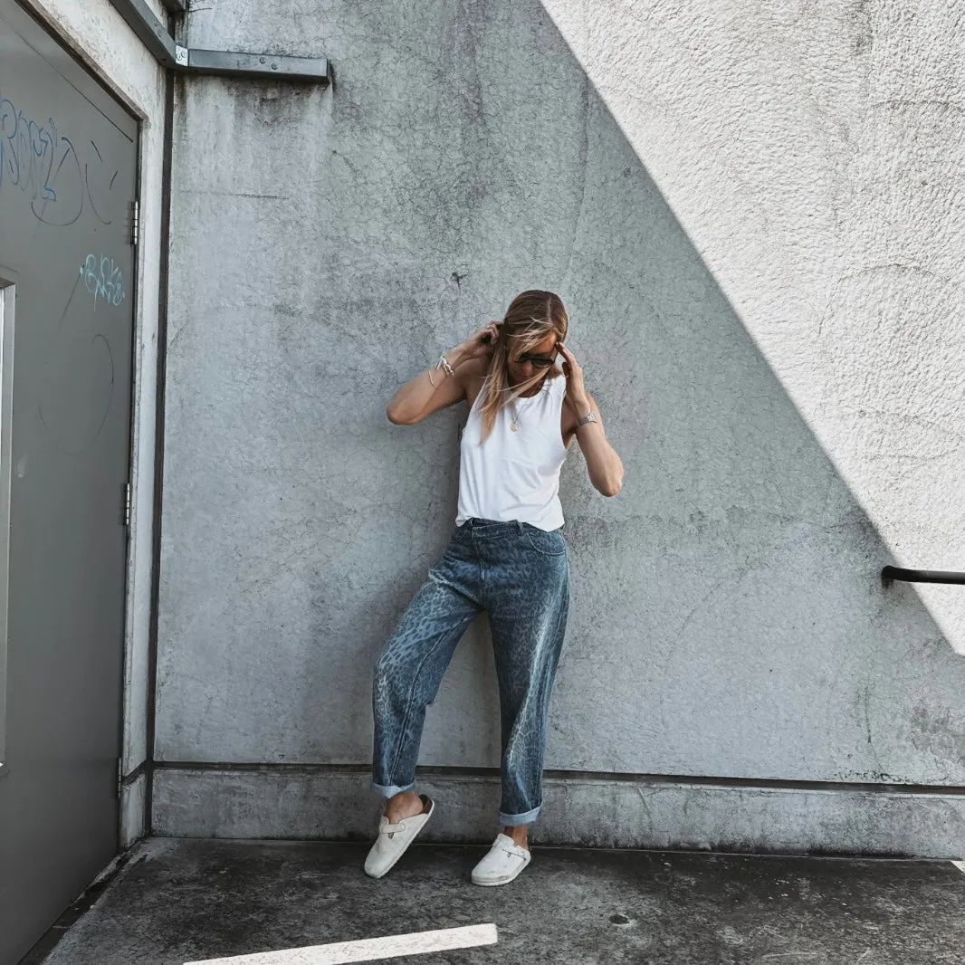 Slouchy Leopard BLUE denim joggers *NEW*