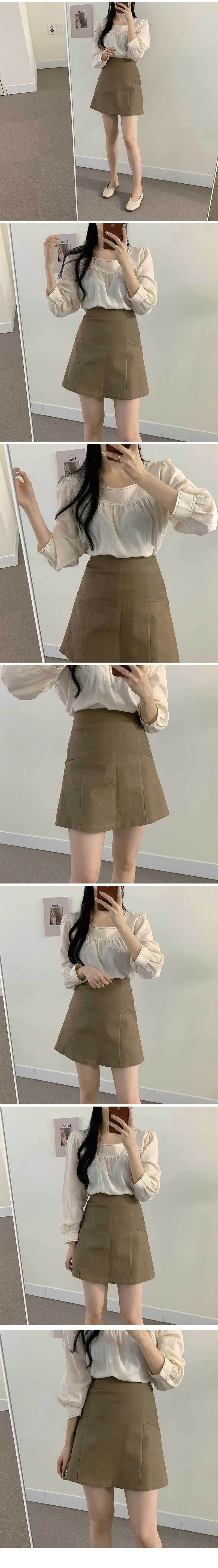 Spring Long sleeves high waist A Line skirts two piece suits oversize loose Long Sleeve