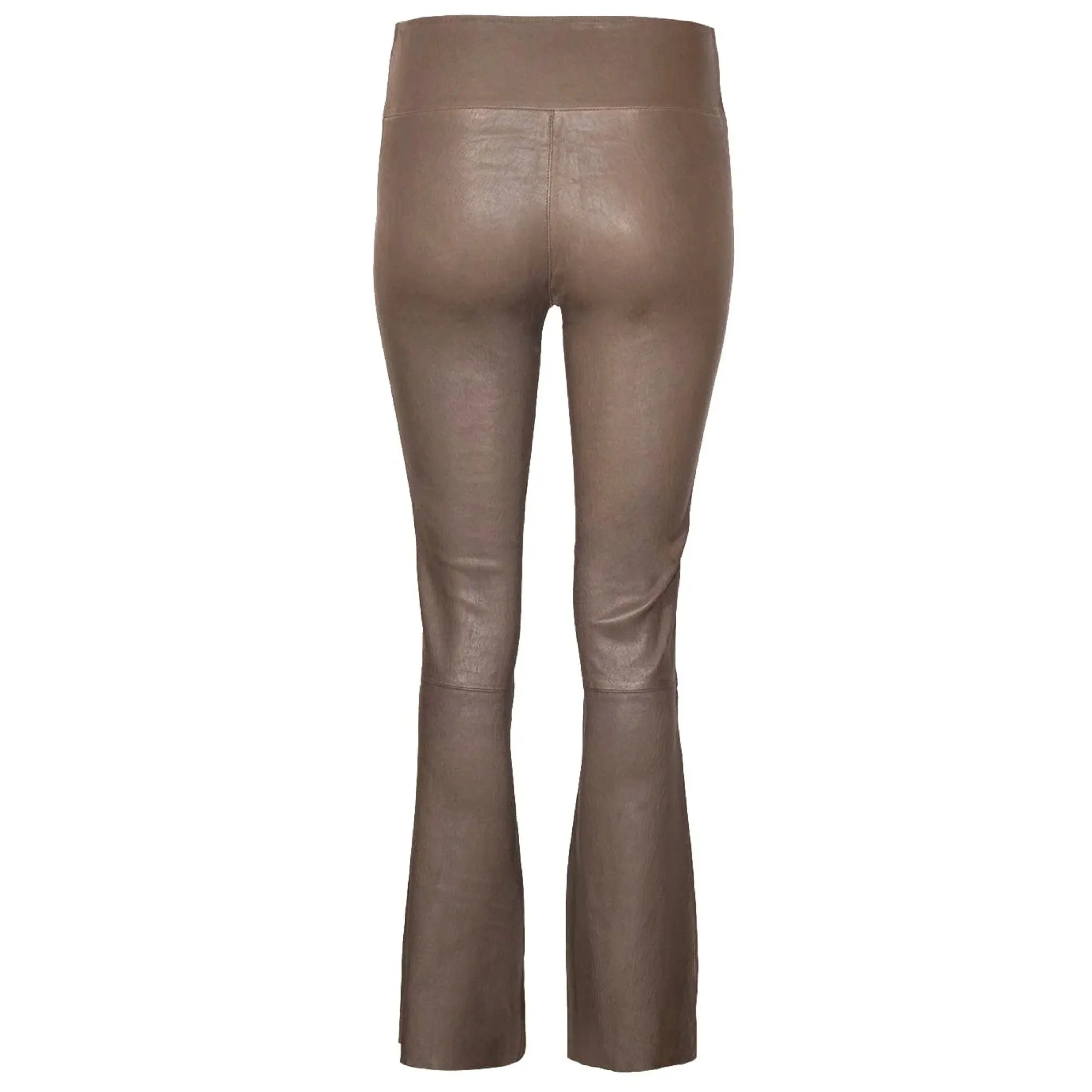 SPRWMN Taupe Ankle Flare Stretch Leather Leggings