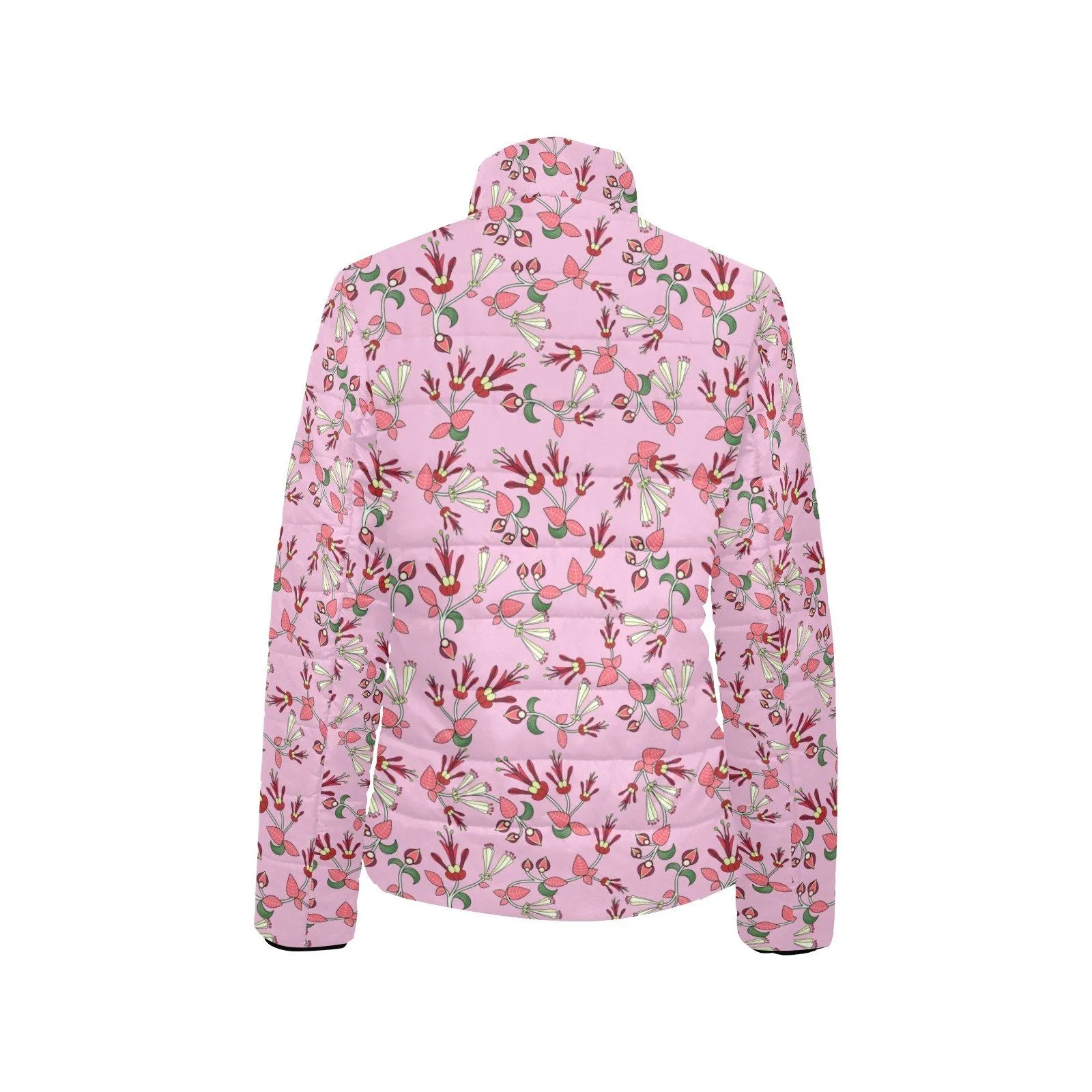 Strawberry Floral Women's Stand Collar Padded Jacket