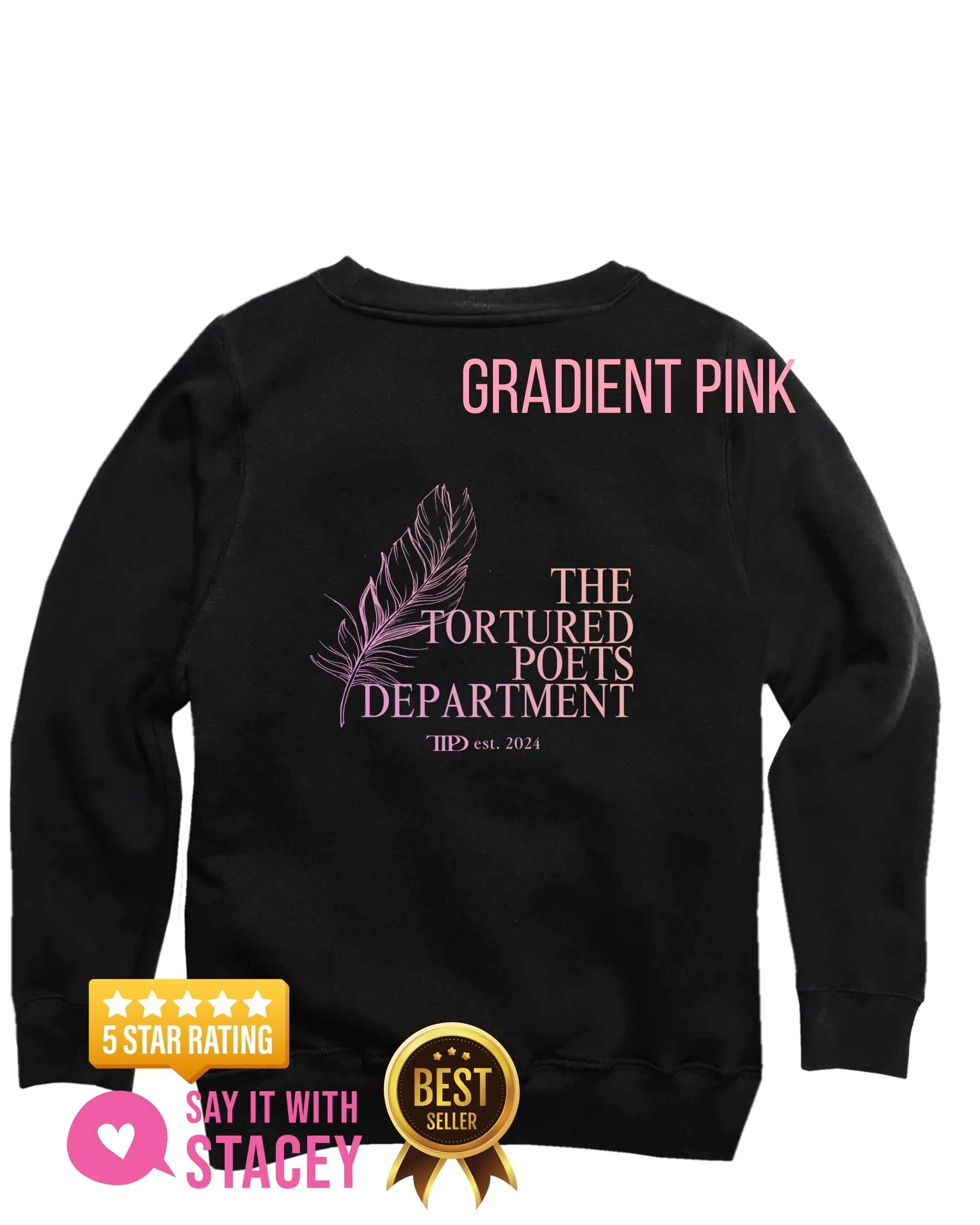 Taylor Swift Tortured Poets Department BLACK Crewneck or Hoodie YOUTH Fit 3322