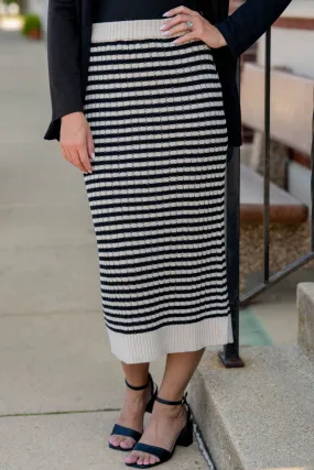 Textured Stripe Knit Maxi Skirt