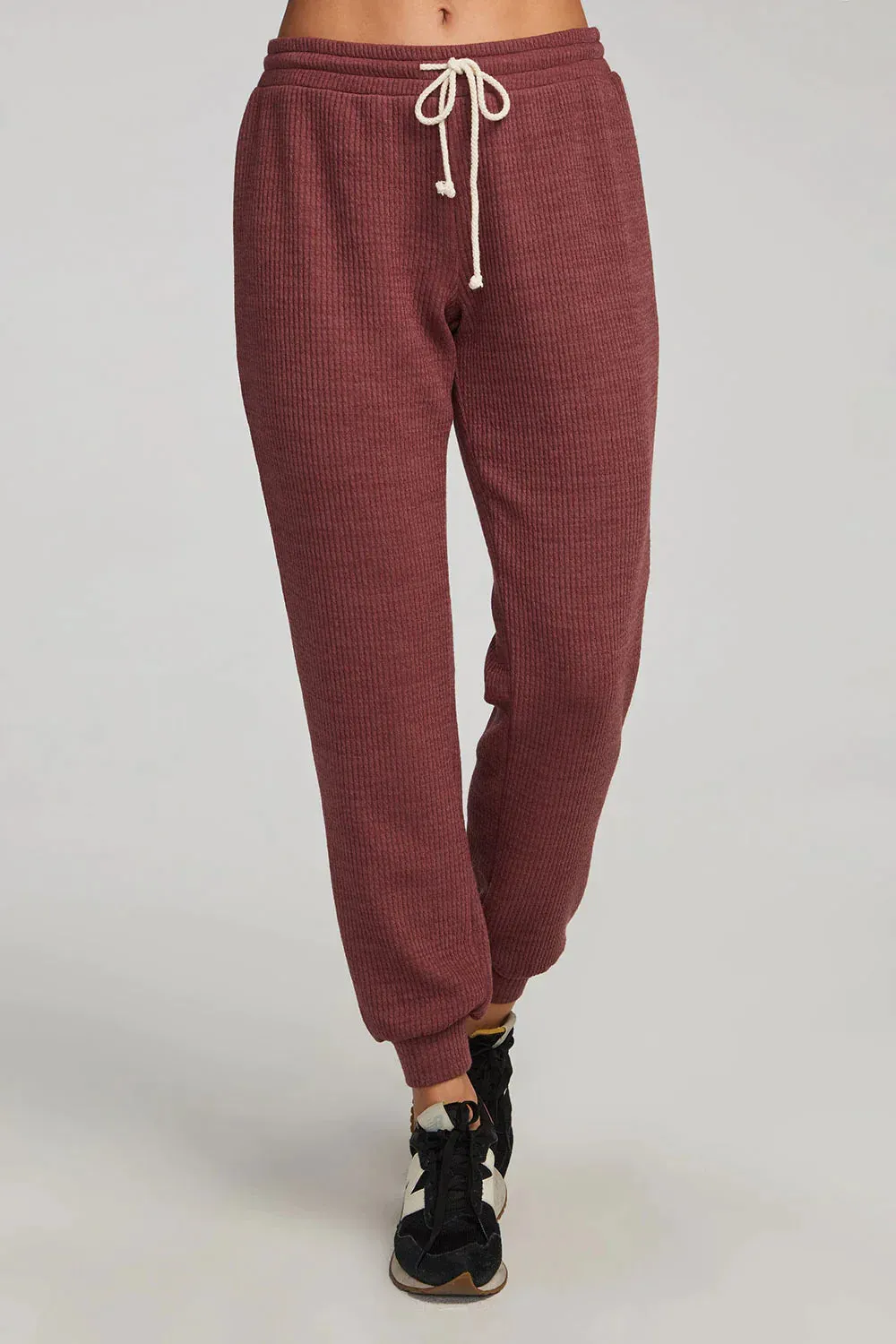 The Ribbed Pull On Jogger Pant by Saltwater Luxe - Mulberry