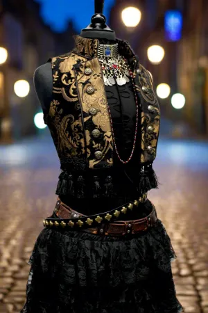 TOREADOR VEST - GOLD/BLACK TAPESTRY