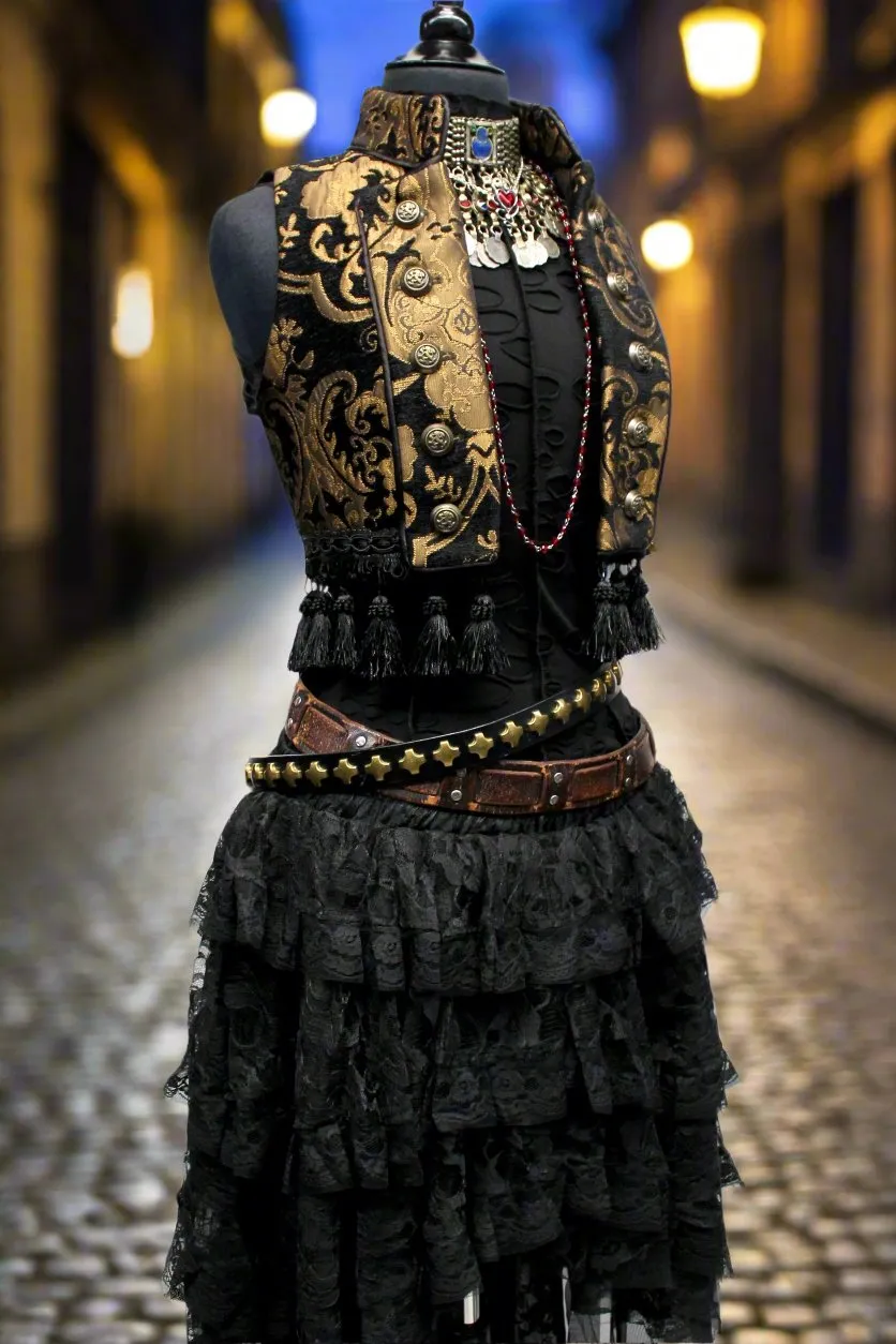 TOREADOR VEST - GOLD/BLACK TAPESTRY