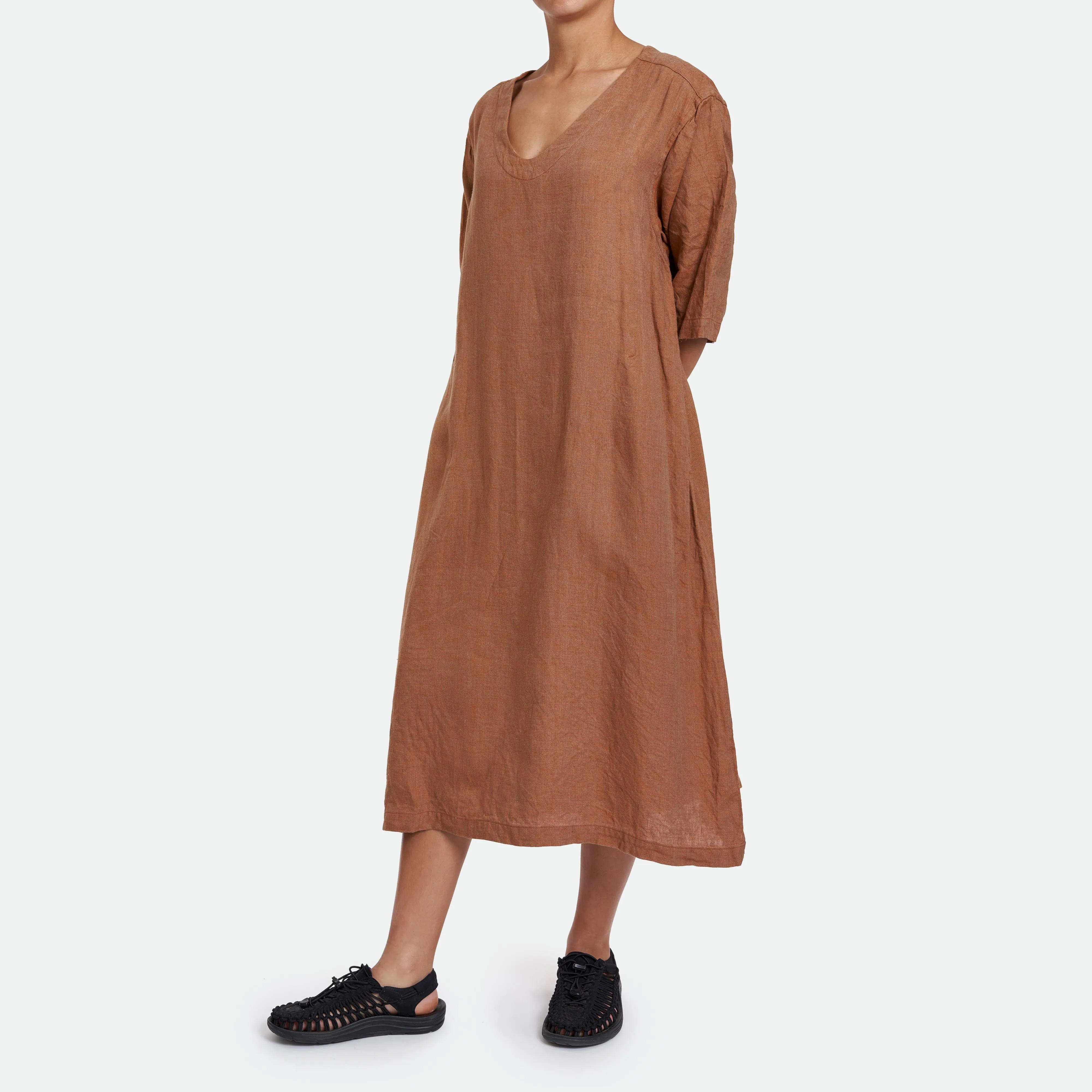 ts(s) - Linen V-Neck Dress Orange