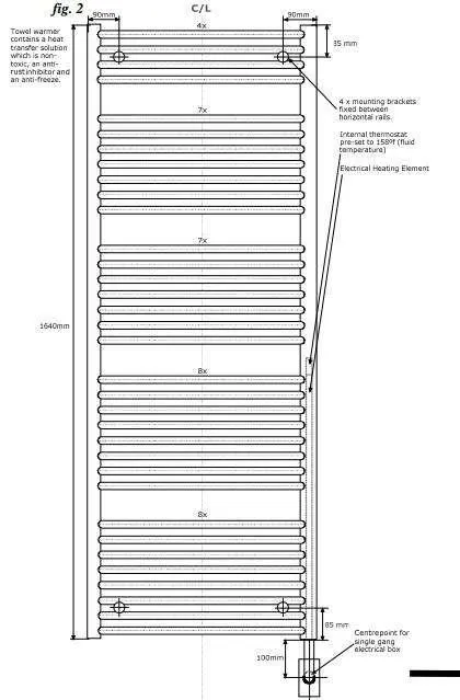 Tuzio Blenheim Hardwired or plug in Towel Warmer - 23.5"w x 64.5"h