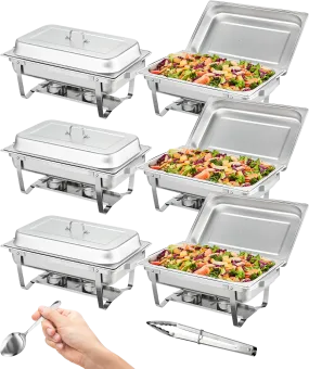 Vevor Chafing Dish Buffet Set 8QT 6 Pack Catering Warmer with Lid & Water Pan New